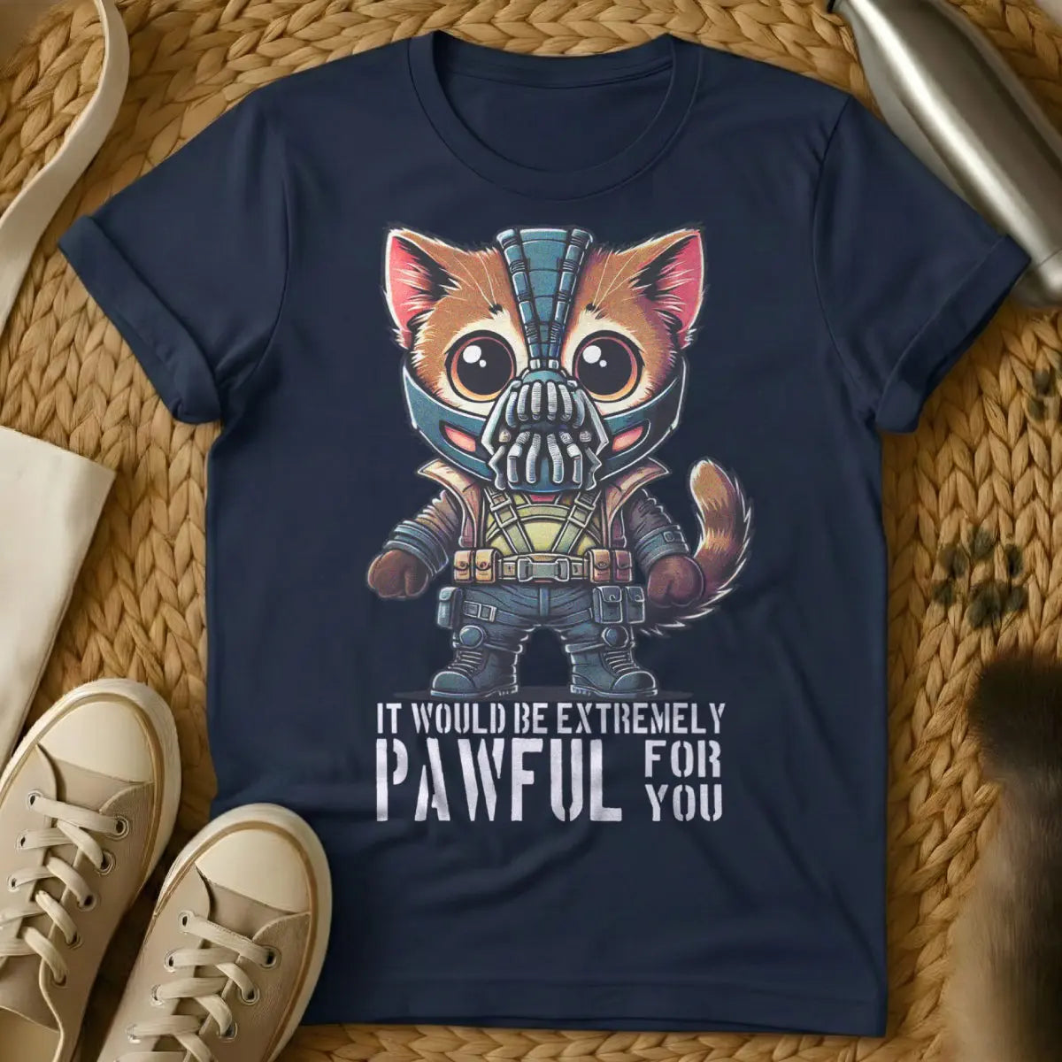 Bane Cat Shirt - Navy T-Shirt - bane quote parody, dark knight rises fanart, dc comics mashup