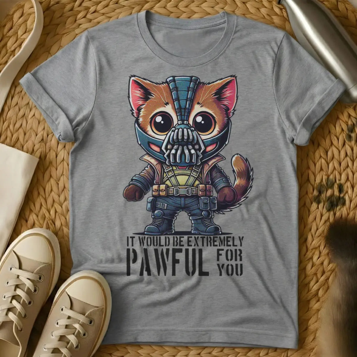 Bane Cat Shirt - Gray T-Shirt - bane quote parody, dark knight rises fanart, dc comics mashup