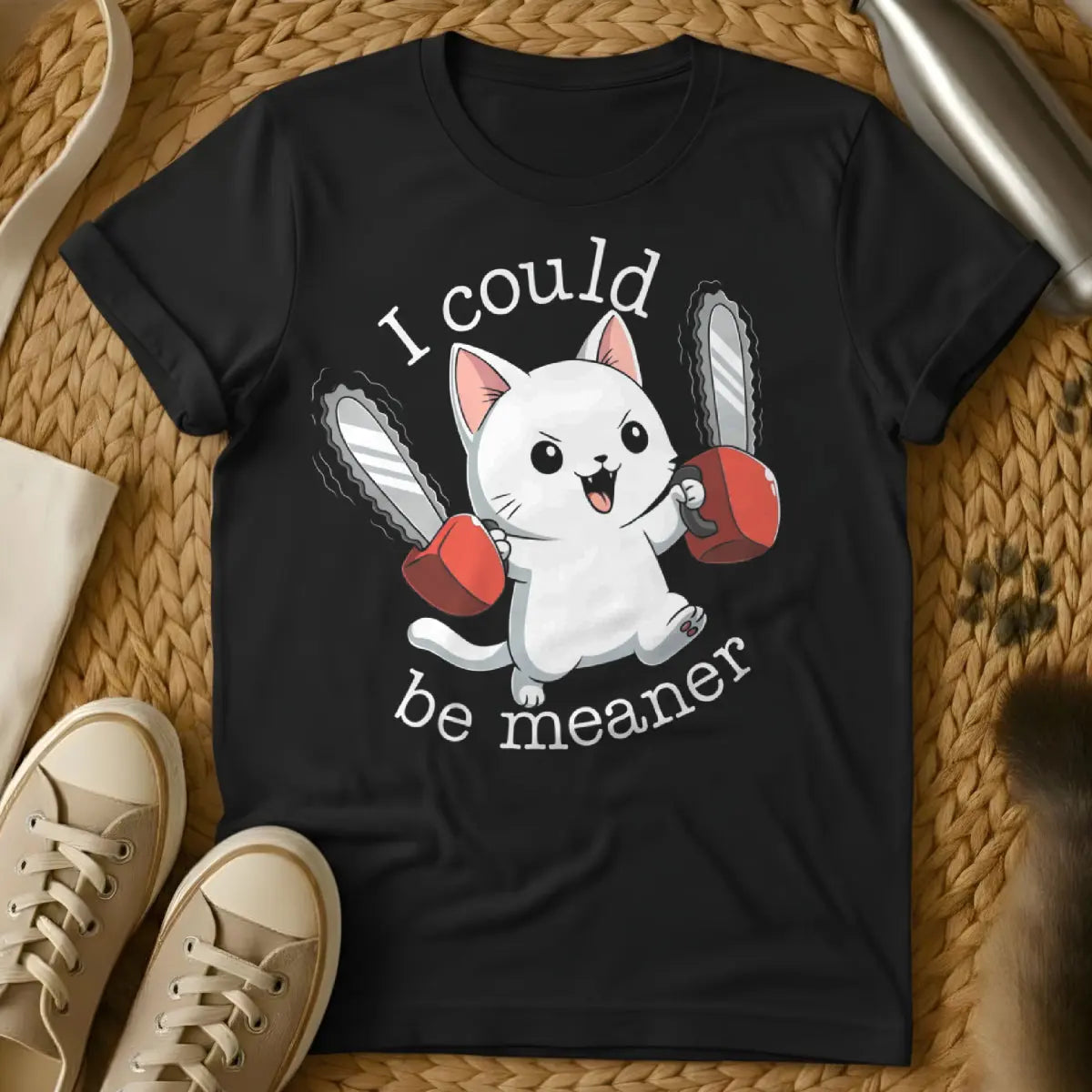 I Could Be Meaner Shirt - Black Cat T-Shirt