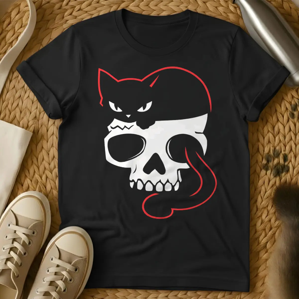 Skull Cat T-Shirt - Black Cat T-Shirt