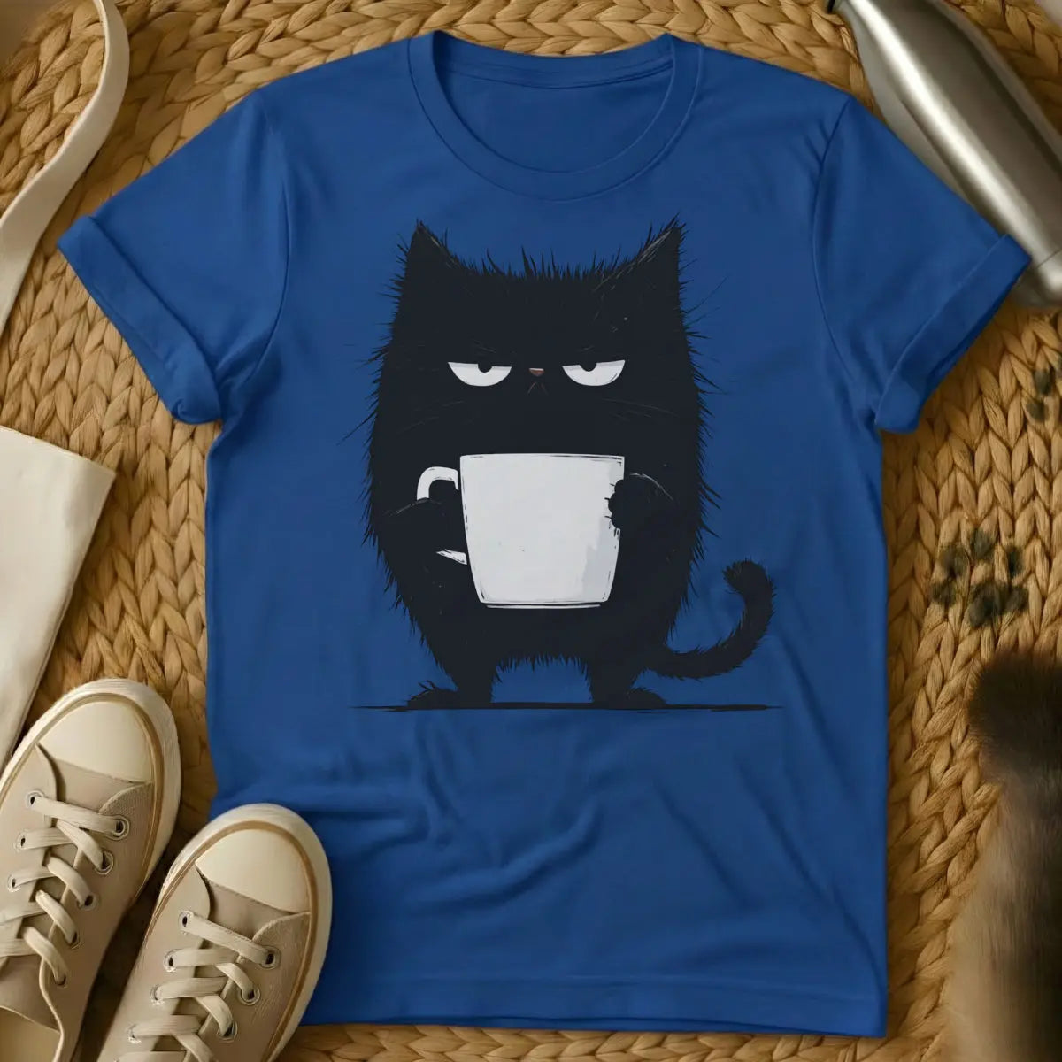 Coffee Tee Shirt - Blue T-Shirt - caffeine & cuddle, cozy routine wear, essential duo tee