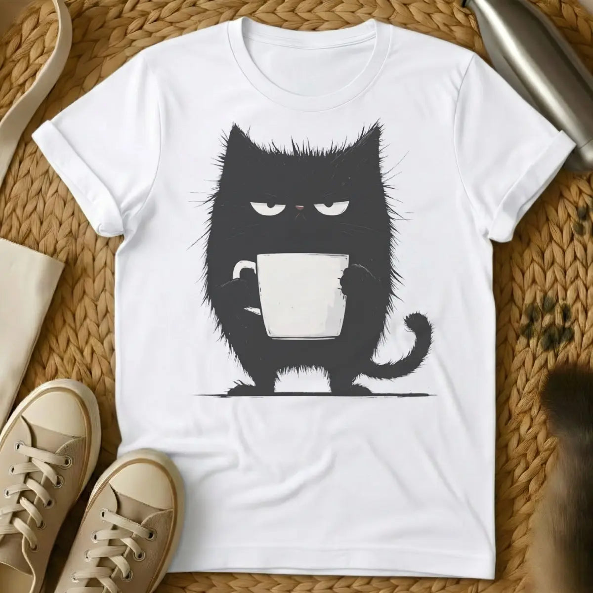 Coffee Tee Shirt - White T-Shirt - caffeine & cuddle, cozy routine wear, essential duo tee