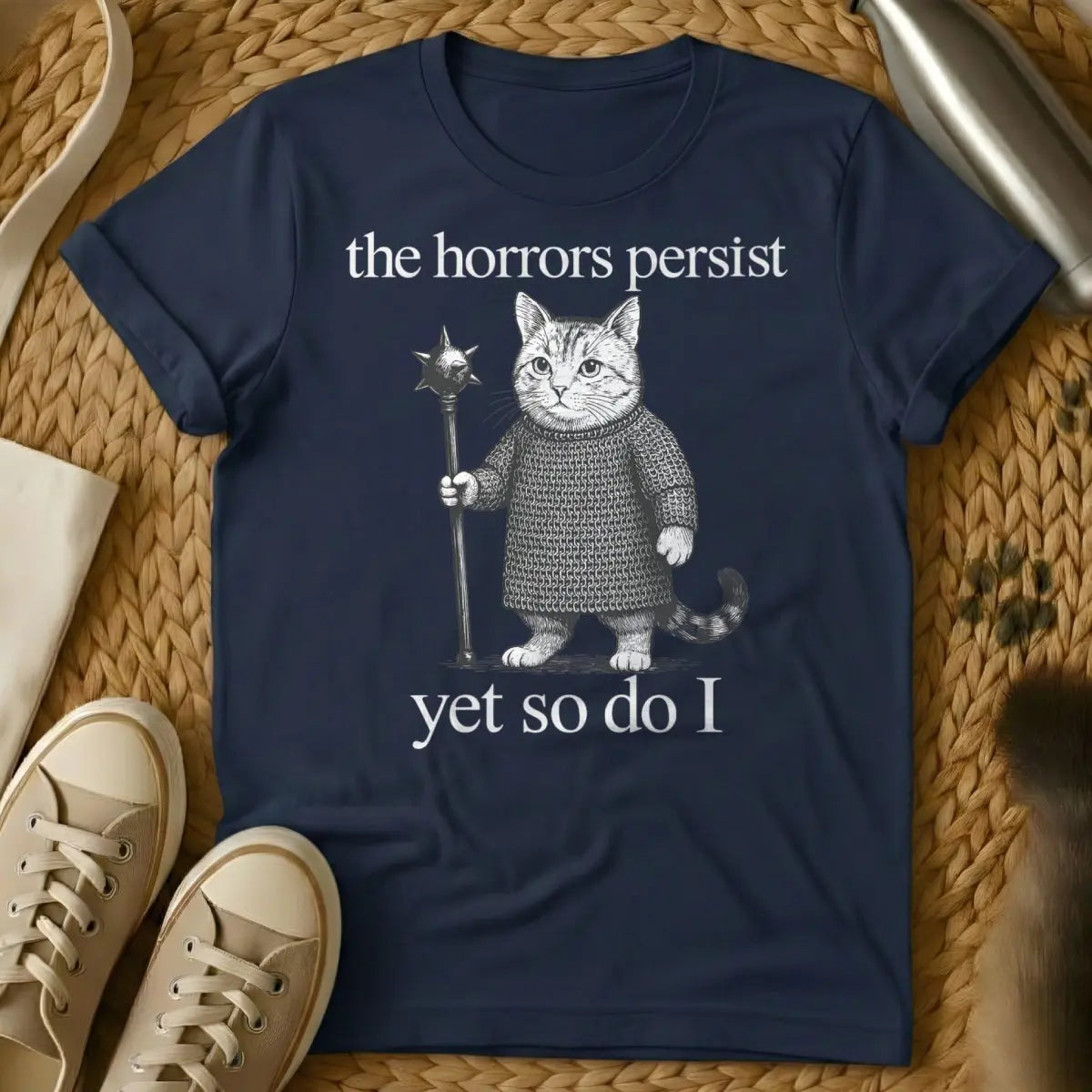 The Horrors Persist Shirt - Navy Cat T-Shirt