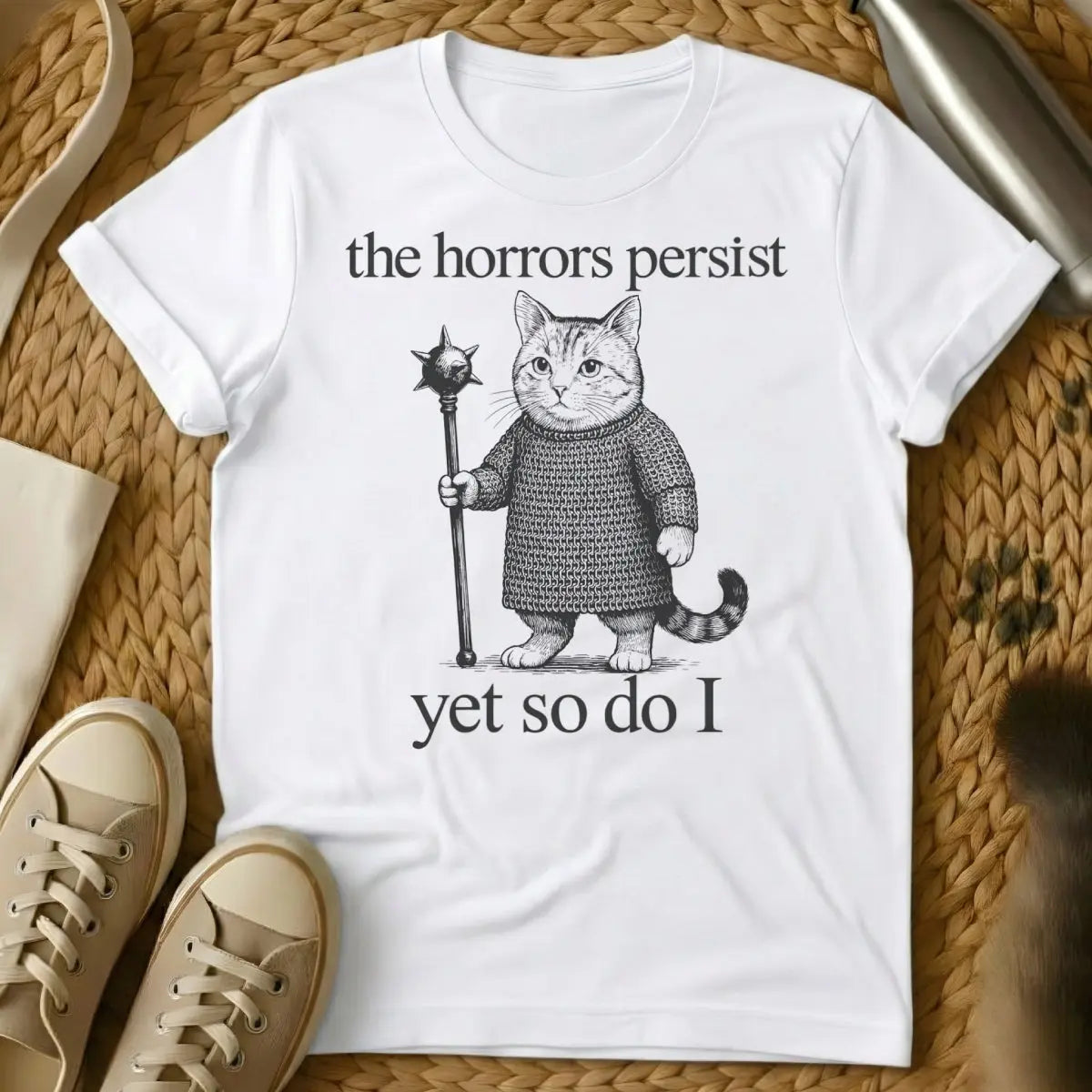 The Horrors Persist Shirt - White Cat T-Shirt