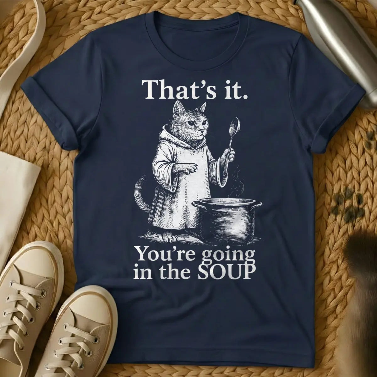 Soup Cat Shirt - Navy Cat T-Shirt