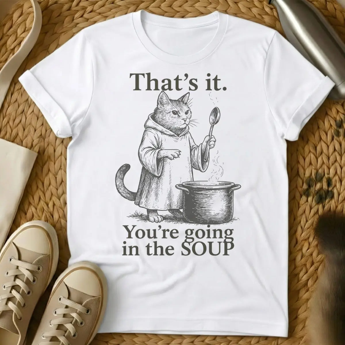 Soup Cat Shirt - White Cat T-Shirt