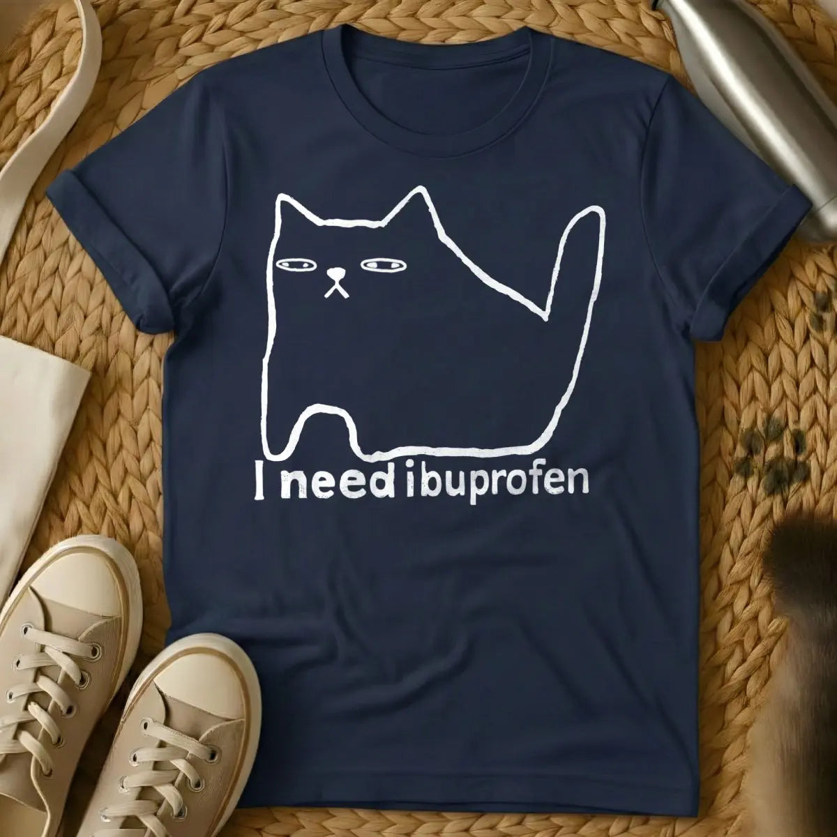 Ibuprofen Cat Shirt - Navy Cat T-Shirt