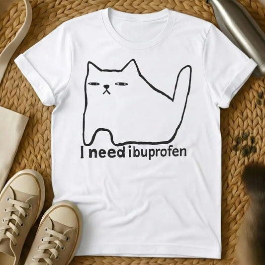 Ibuprofen Cat Shirt - White Cat T-Shirt