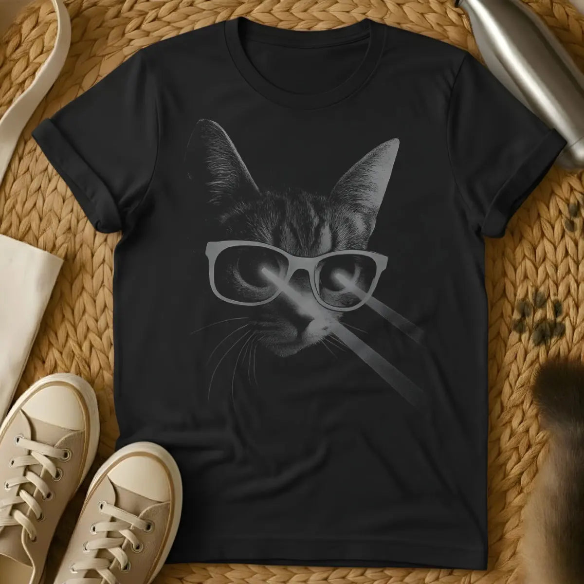 Laser Eyes Cat Shirt - Black Cat T-Shirt