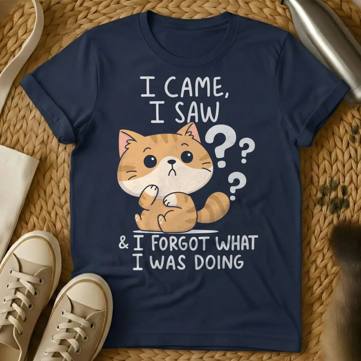I Came I Saw Cat Shirt - Navy Cat T-Shirt