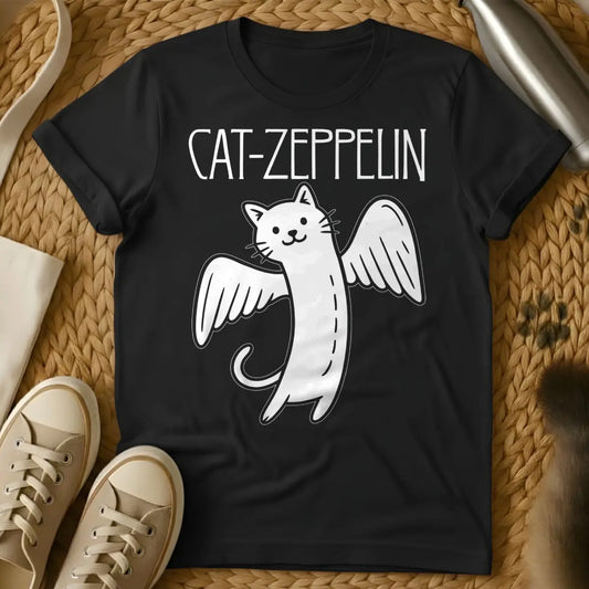 Cat Zeppelin T Shirt - Black T-Shirt - band tee spoof, classic rock fan art, led zeppelin parody