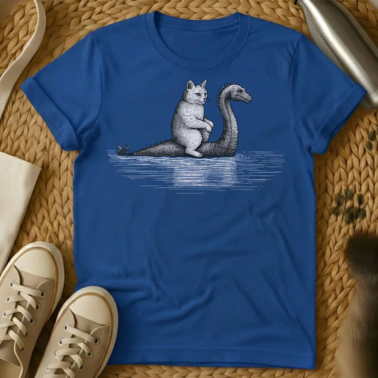 Loch Ness Monster Cat T-Shirt - Blue Cat T-Shirt