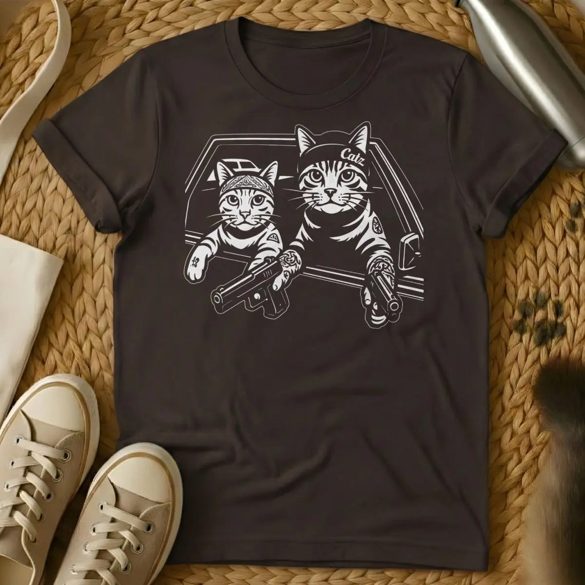 Gangster Cat Shirt - Dark Chocolate Cat T-Shirt