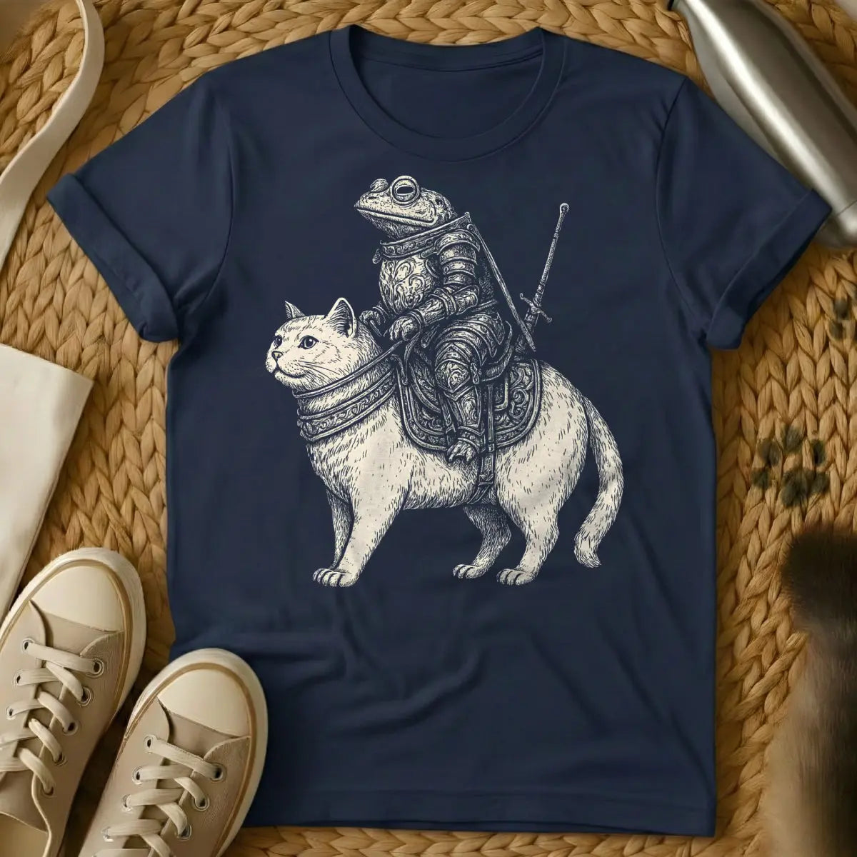 Cat Frog Shirt - Navy T-Shirt - absurdist art, chimera art, cryptidcore