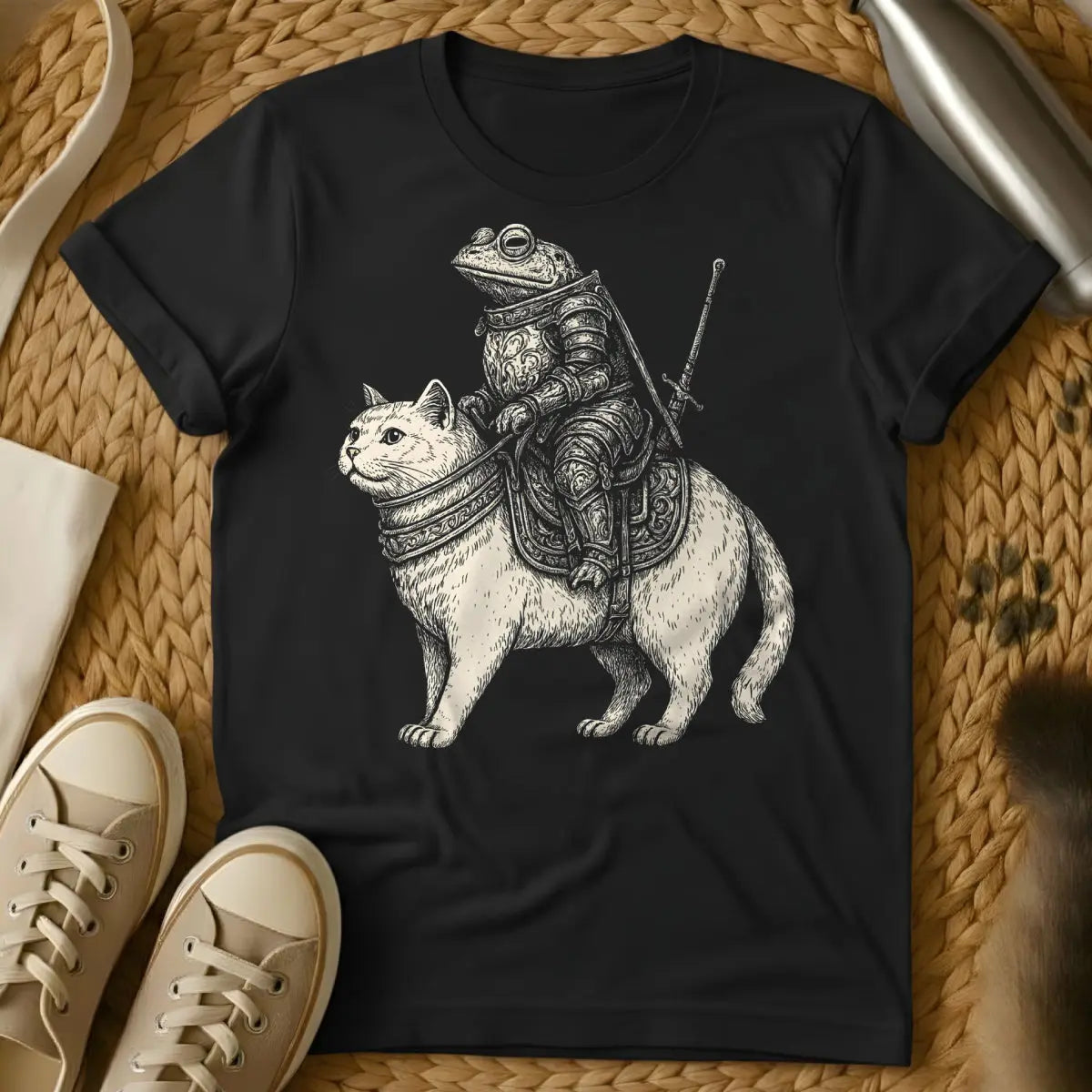 Cat Frog Shirt - Black T-Shirt - absurdist art, chimera art, cryptidcore