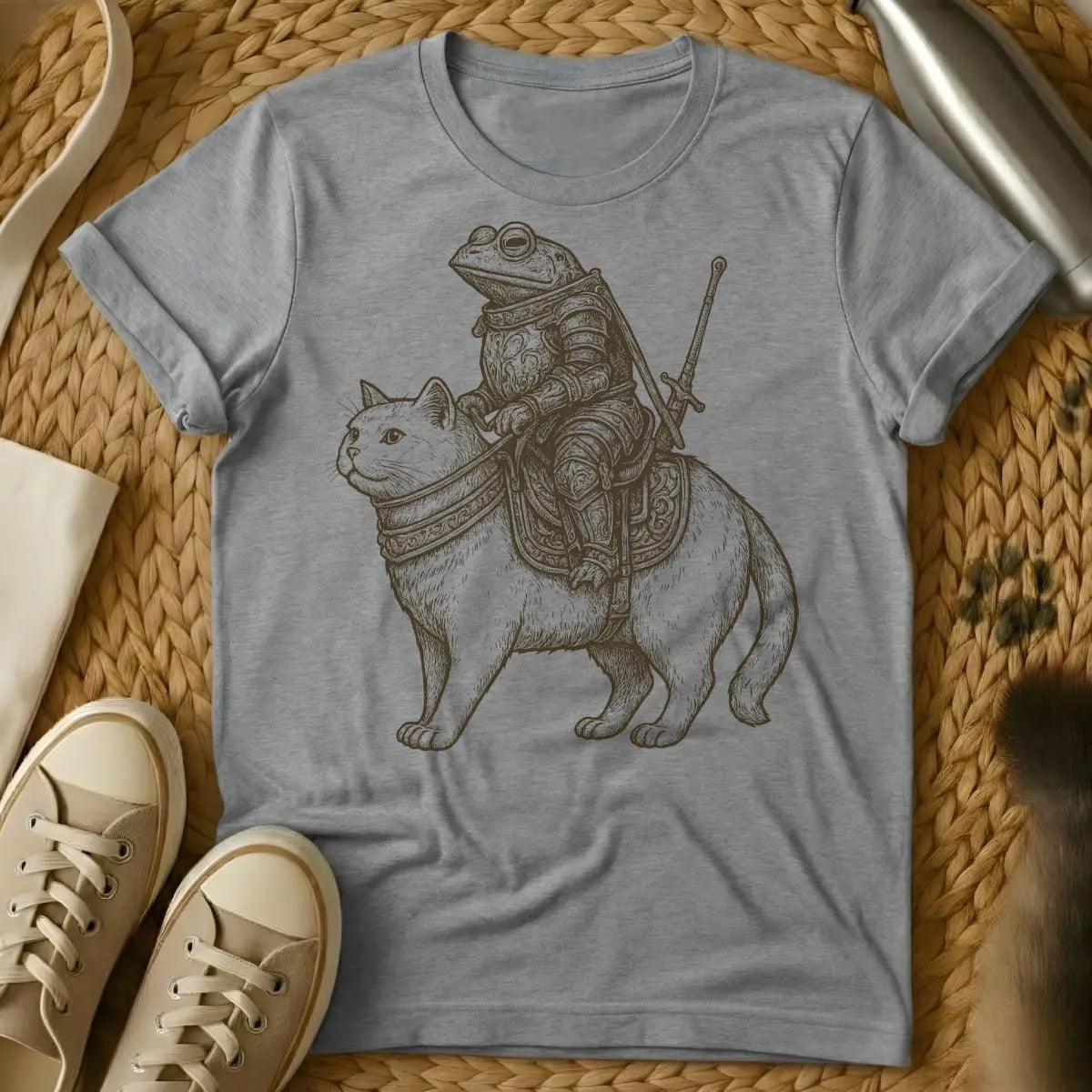 Cat Frog Shirt - Gray T-Shirt - absurdist art, chimera art, cryptidcore