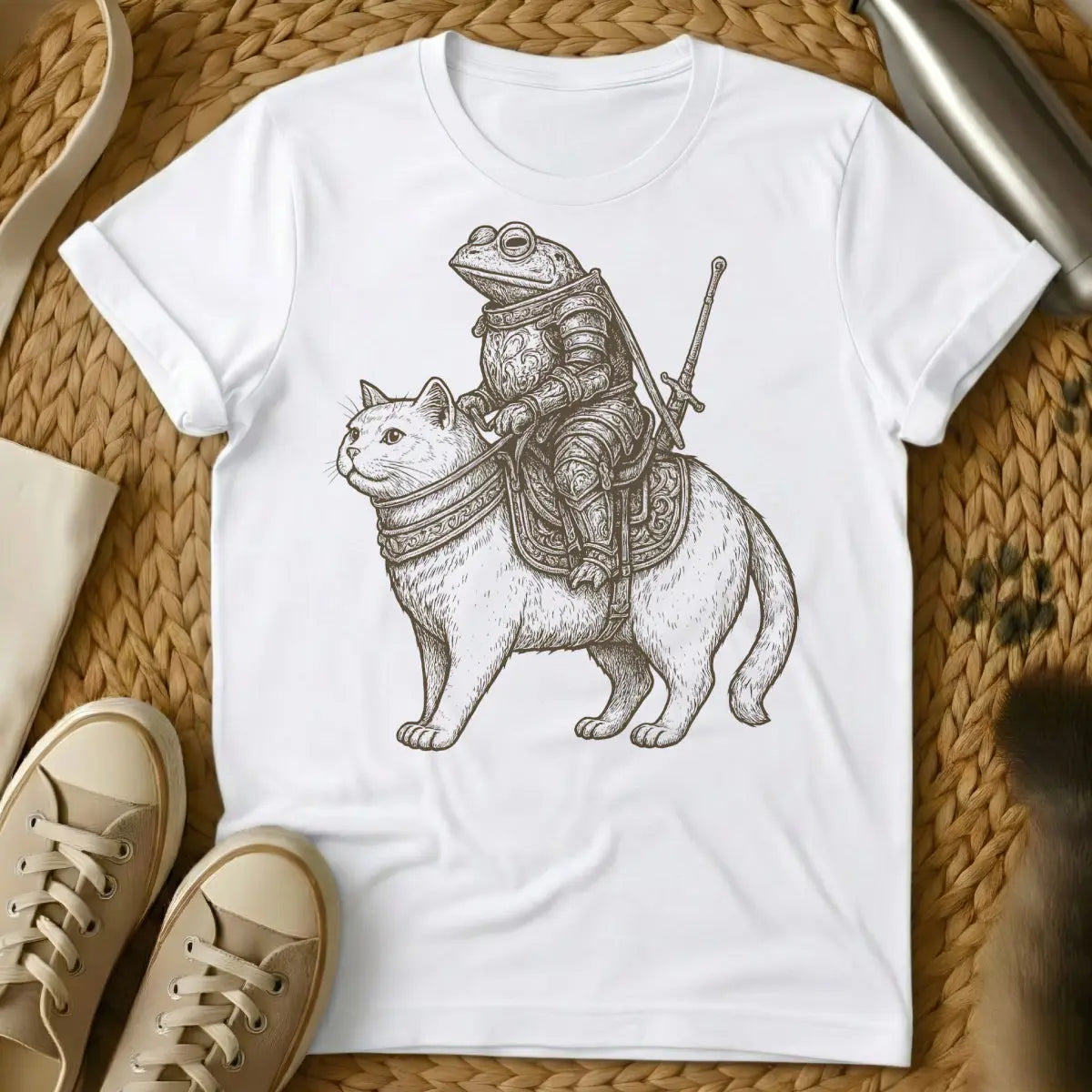 Cat Frog Shirt - White T-Shirt - absurdist art, chimera art, cryptidcore