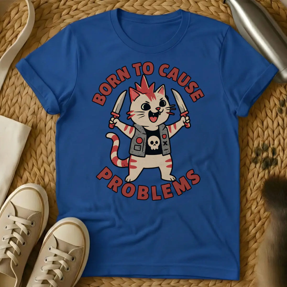 Rebel Cat Shirt - Blue Cat T-Shirt