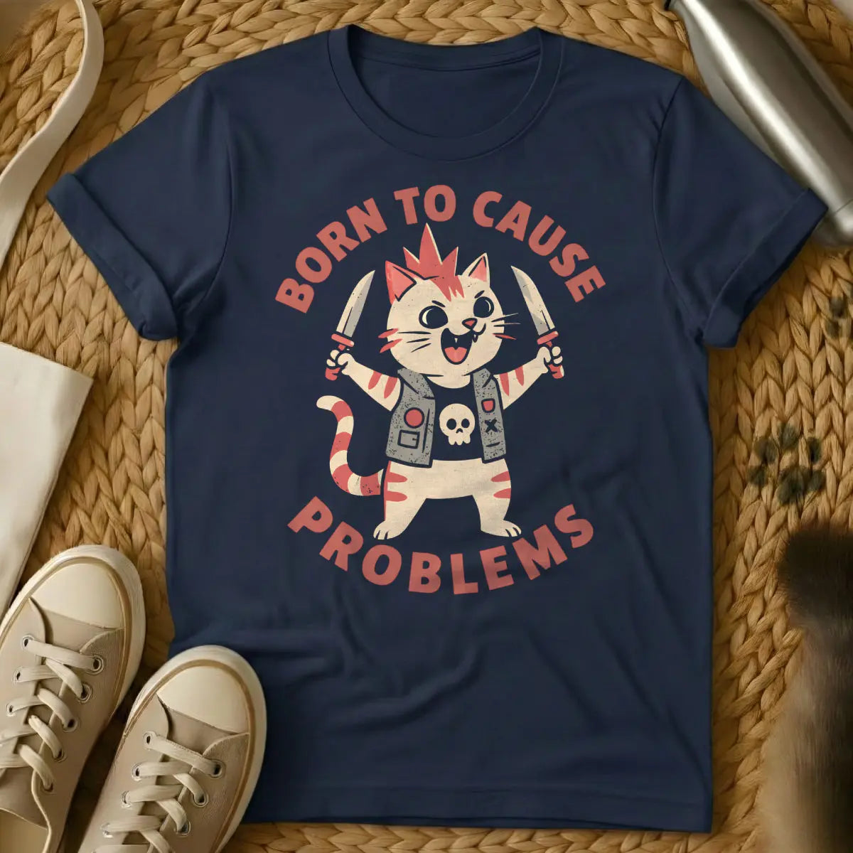 Rebel Cat Shirt - Navy Cat T-Shirt