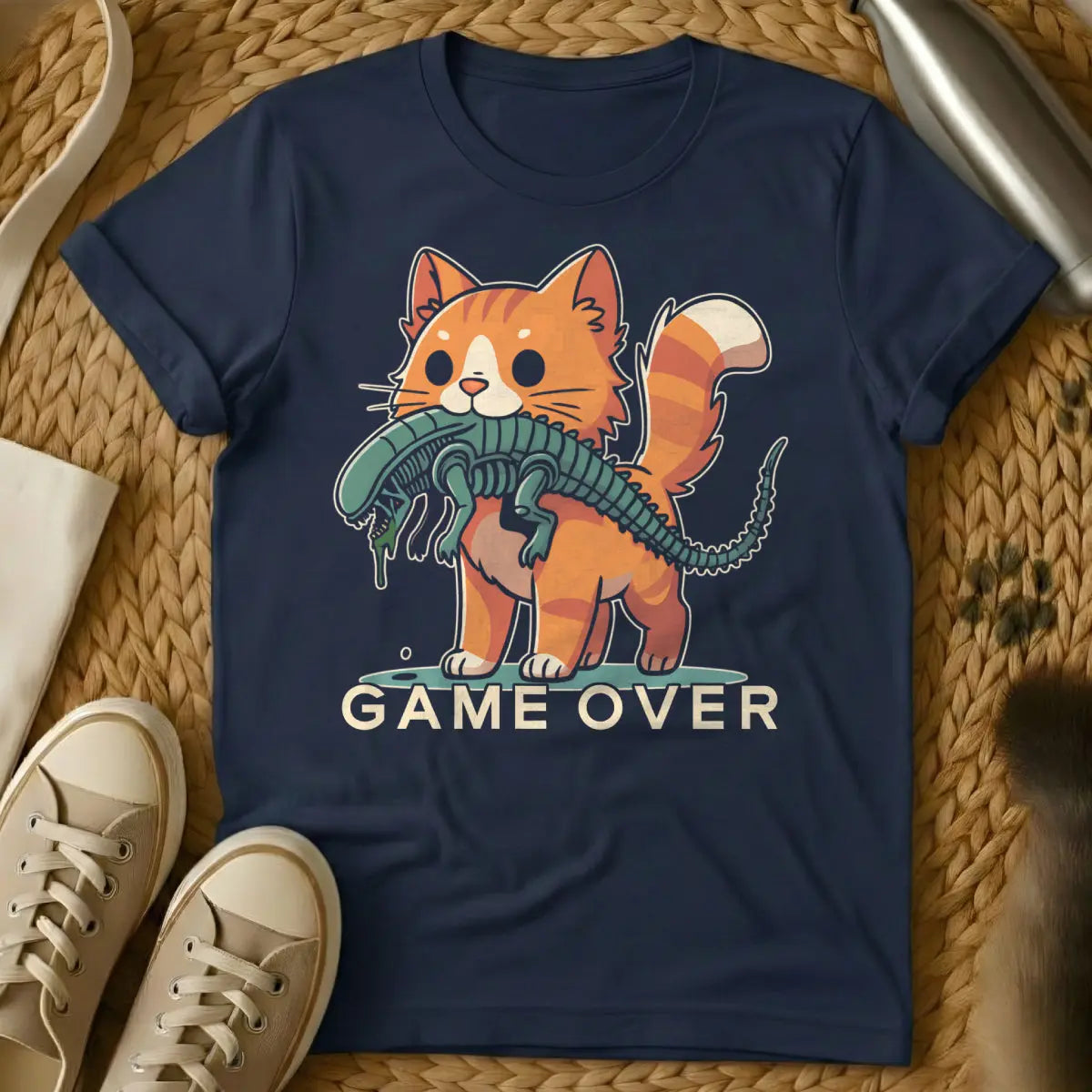 Xenomorph Cat Shirt - Navy Cat T-Shirt