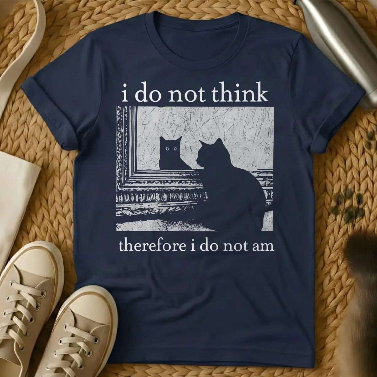 Reflection Cat Shirt - Navy Cat T-Shirt