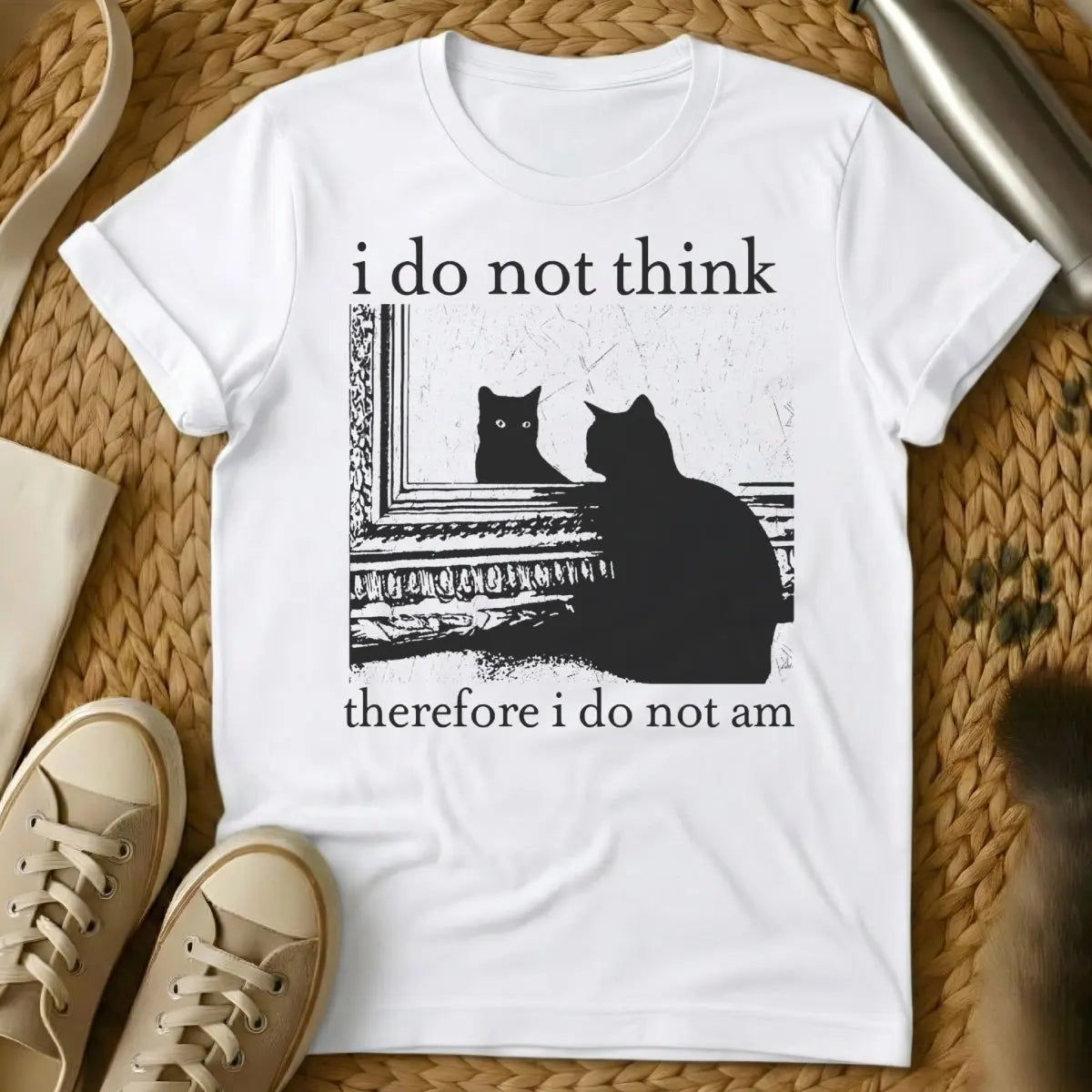 Reflection Cat Shirt - White Cat T-Shirt