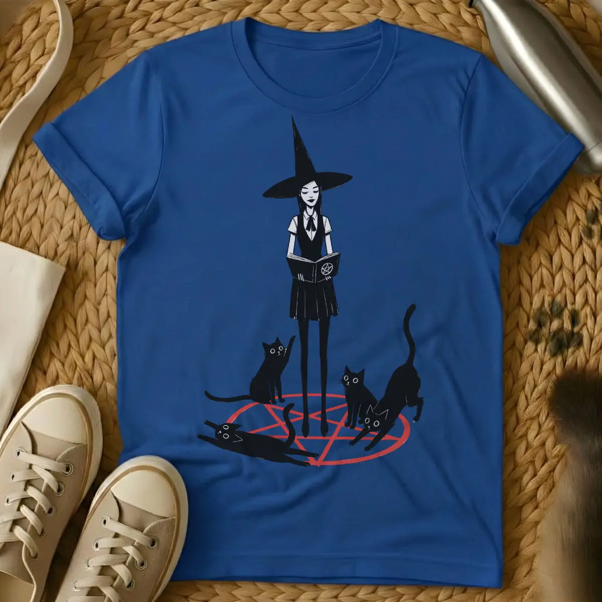 Witch Cat T-Shirt - Blue Cat T-Shirt