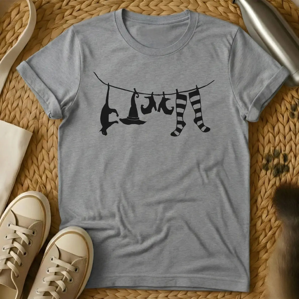 Witch Cat Shirt for Women - Gray Cat T-Shirt