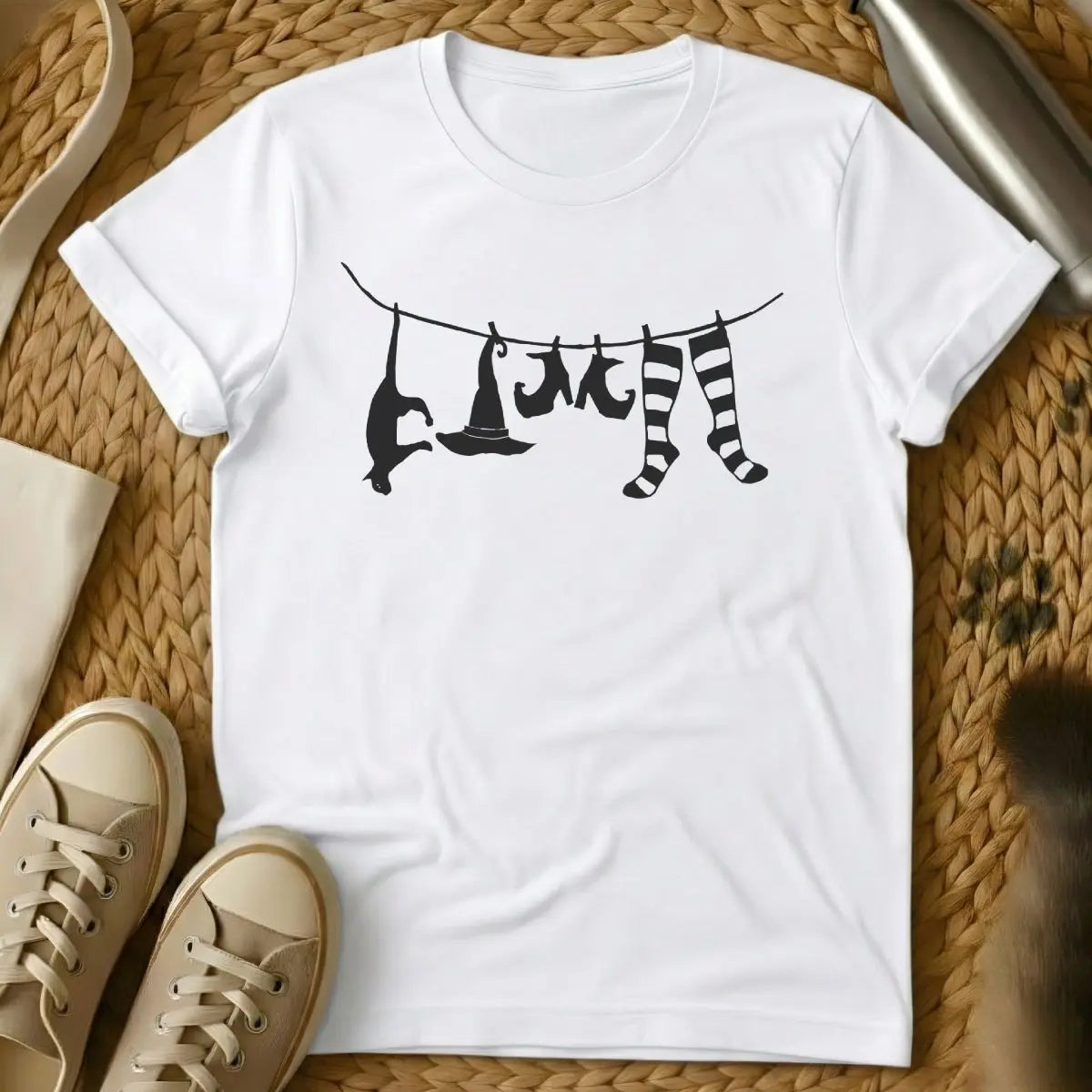Witch Cat Shirt for Women - White Cat T-Shirt