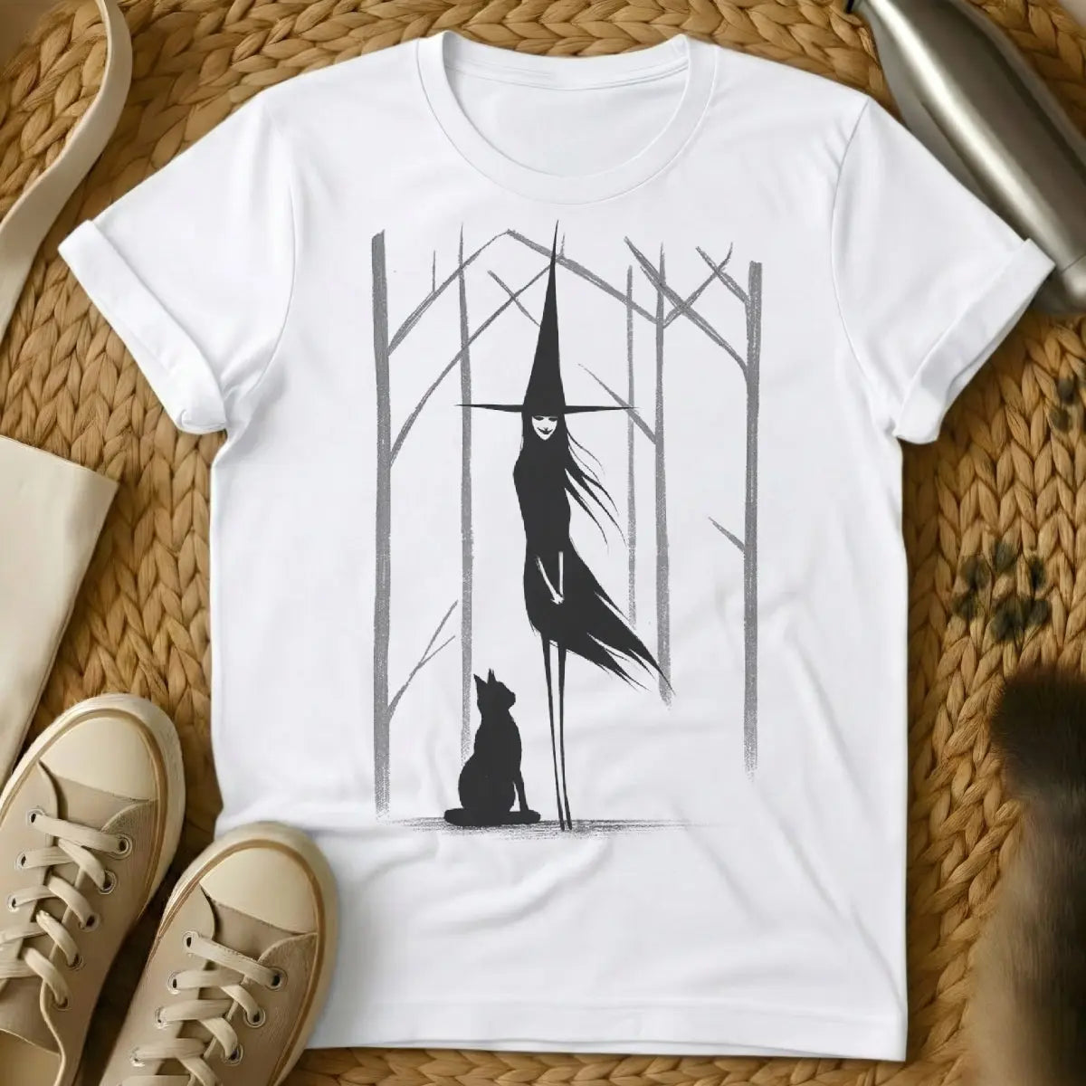 Witchy Cat Shirt - White Cat T-Shirt