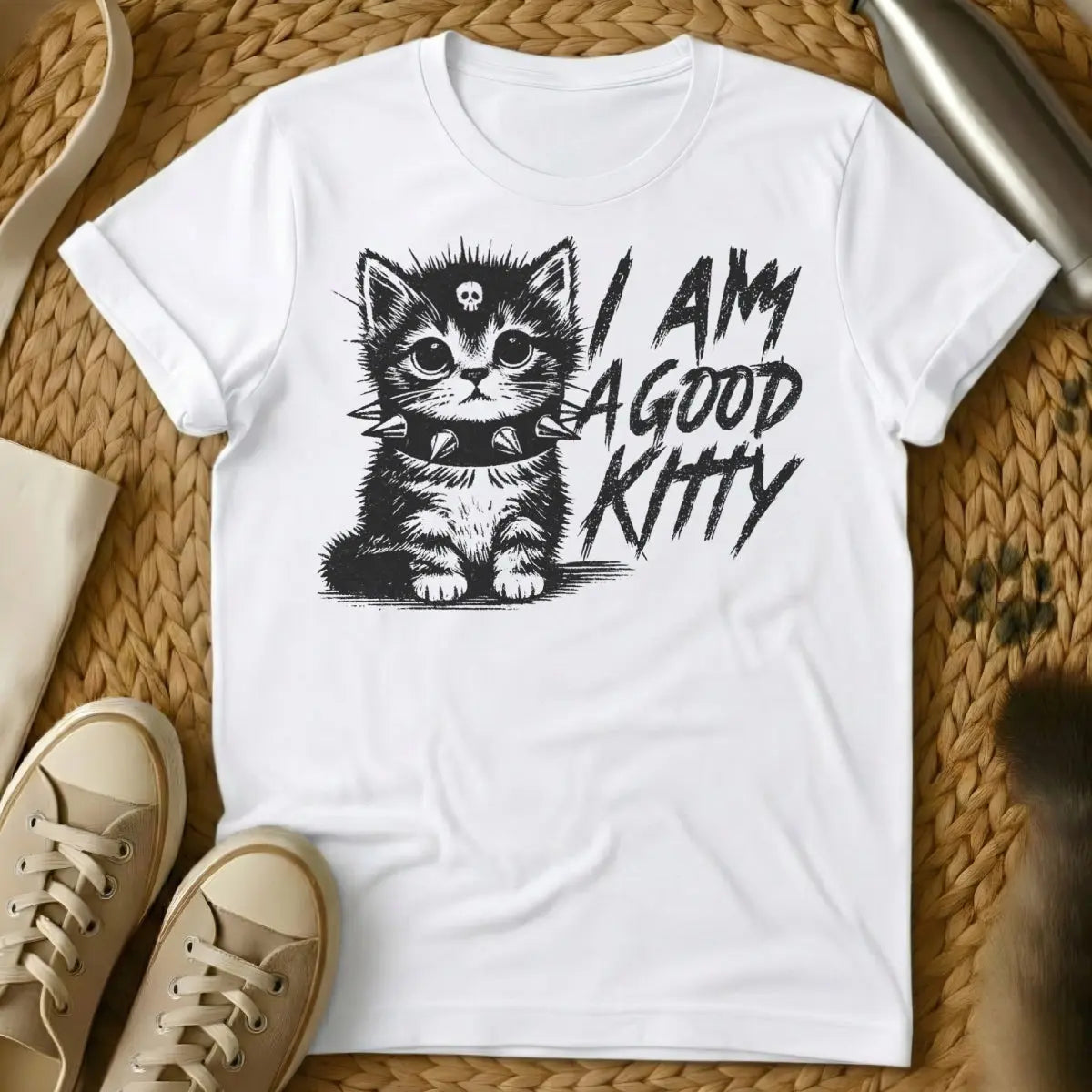 Good Kitty Shirt - White Cat T-Shirt