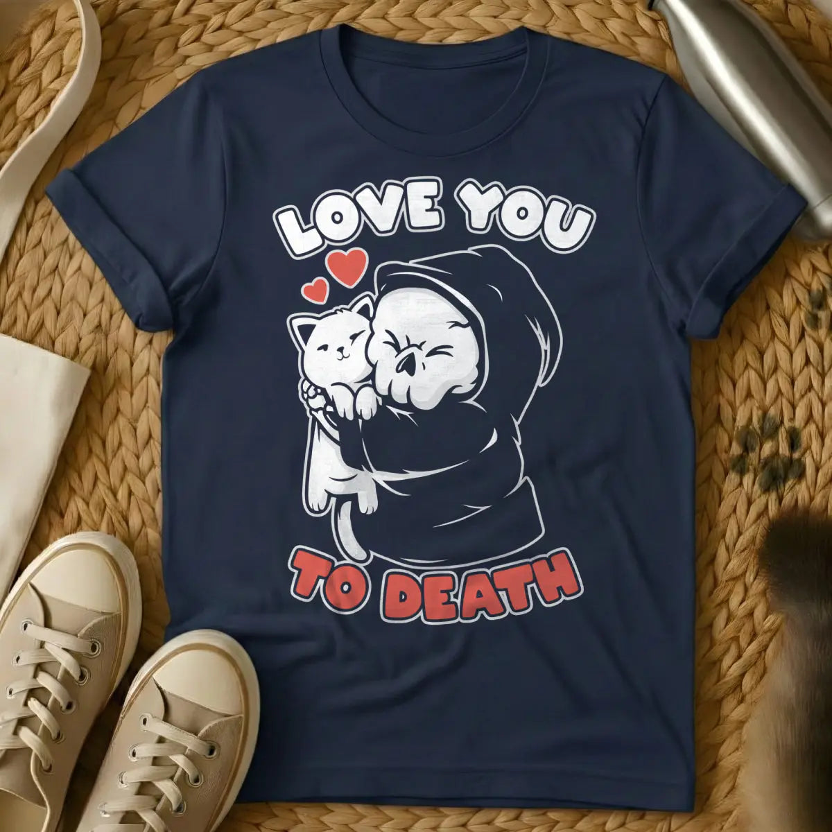 Love You to Death Cat Shirt - Navy Cat T-Shirt