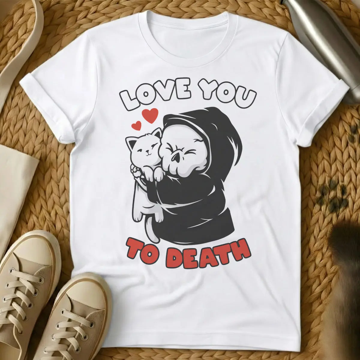 Love You to Death Cat Shirt - White Cat T-Shirt