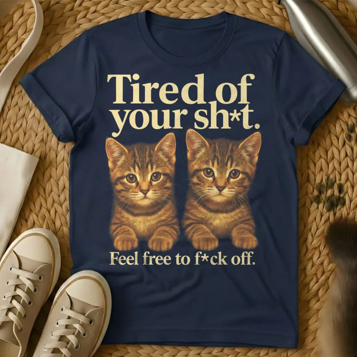 I'm Tired Cat T-Shirt - Navy Cat T-Shirt