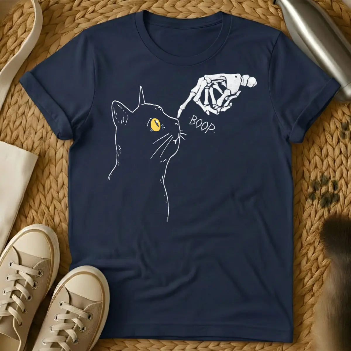 Skeleton Cat Shirt - Navy Cat T-Shirt
