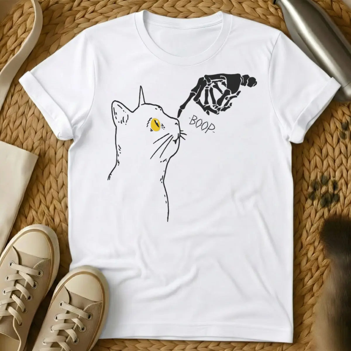 Skeleton Cat Shirt - White Cat T-Shirt