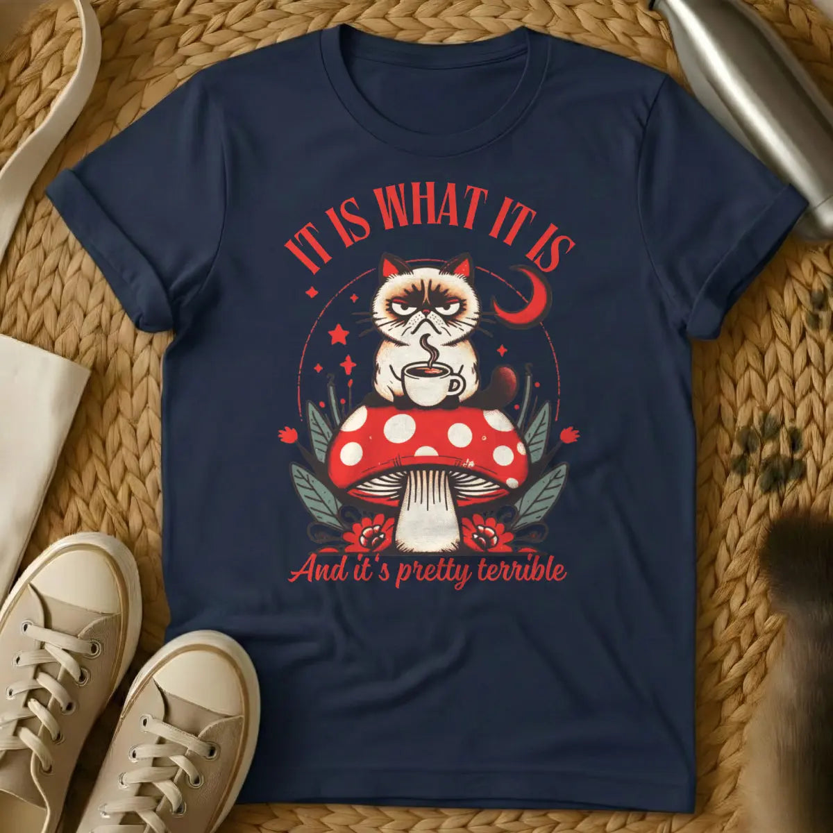 It Is What It Is Cat Shirt - Navy Cat T-Shirt