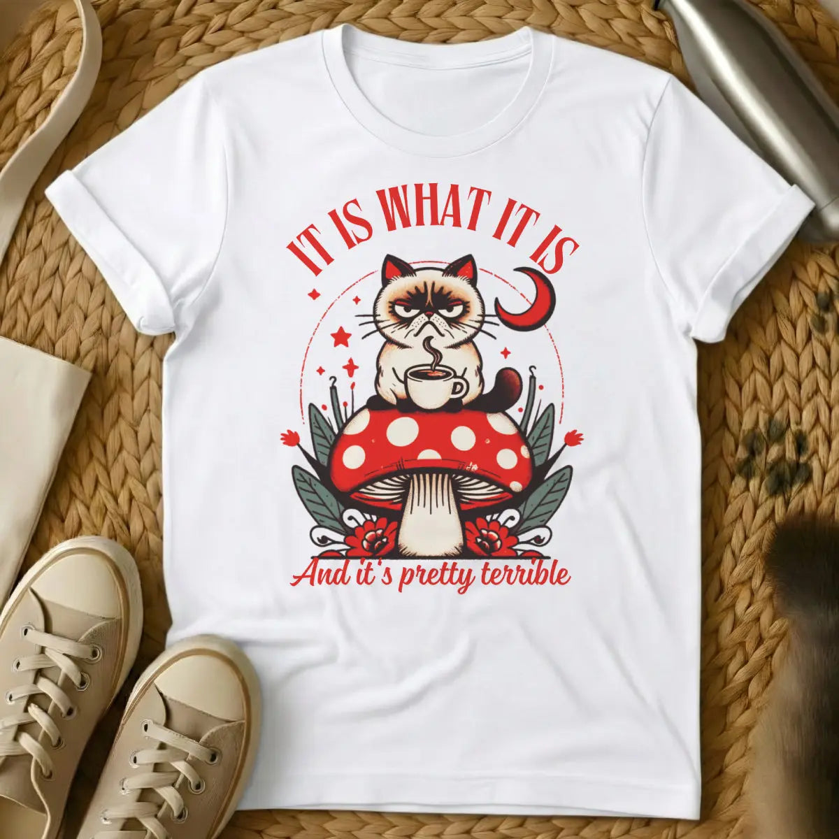 It Is What It Is Cat Shirt - White Cat T-Shirt