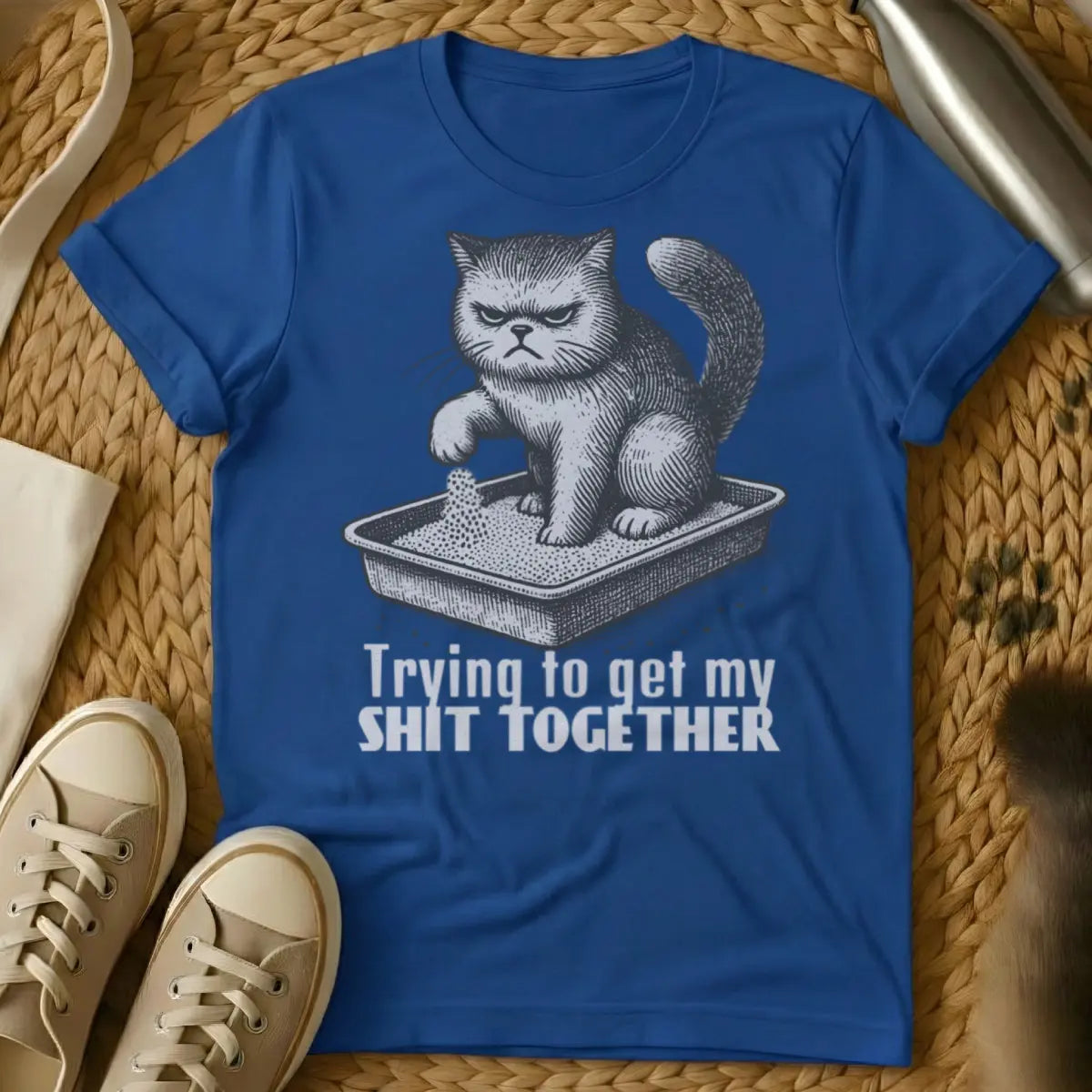 Get Sh*t Together Cat Tee - Blue Cat T-Shirt