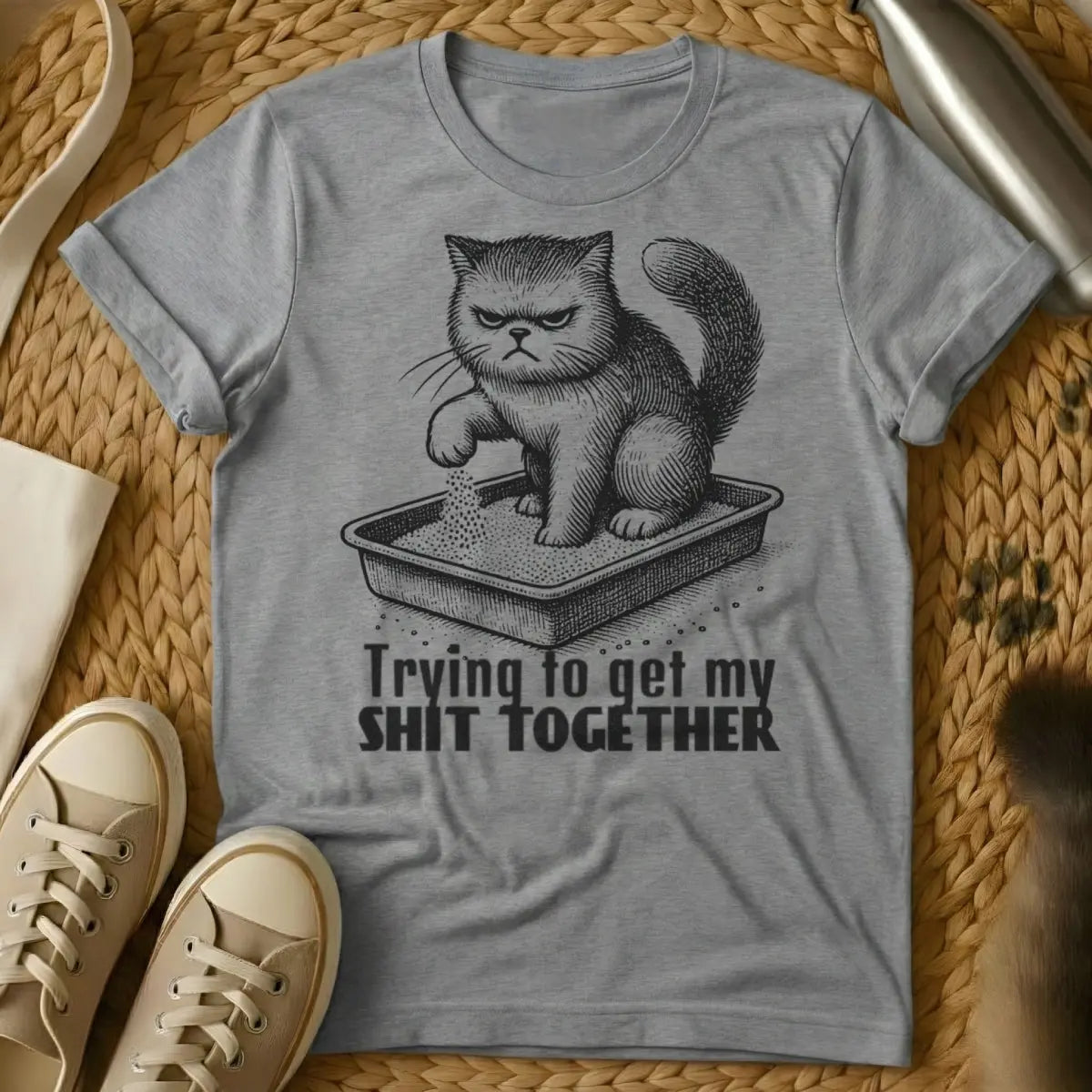Get Sh*t Together Cat Tee - Gray Cat T-Shirt