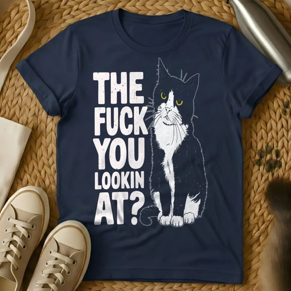 Look at Me Cat Shirt - Navy Cat T-Shirt