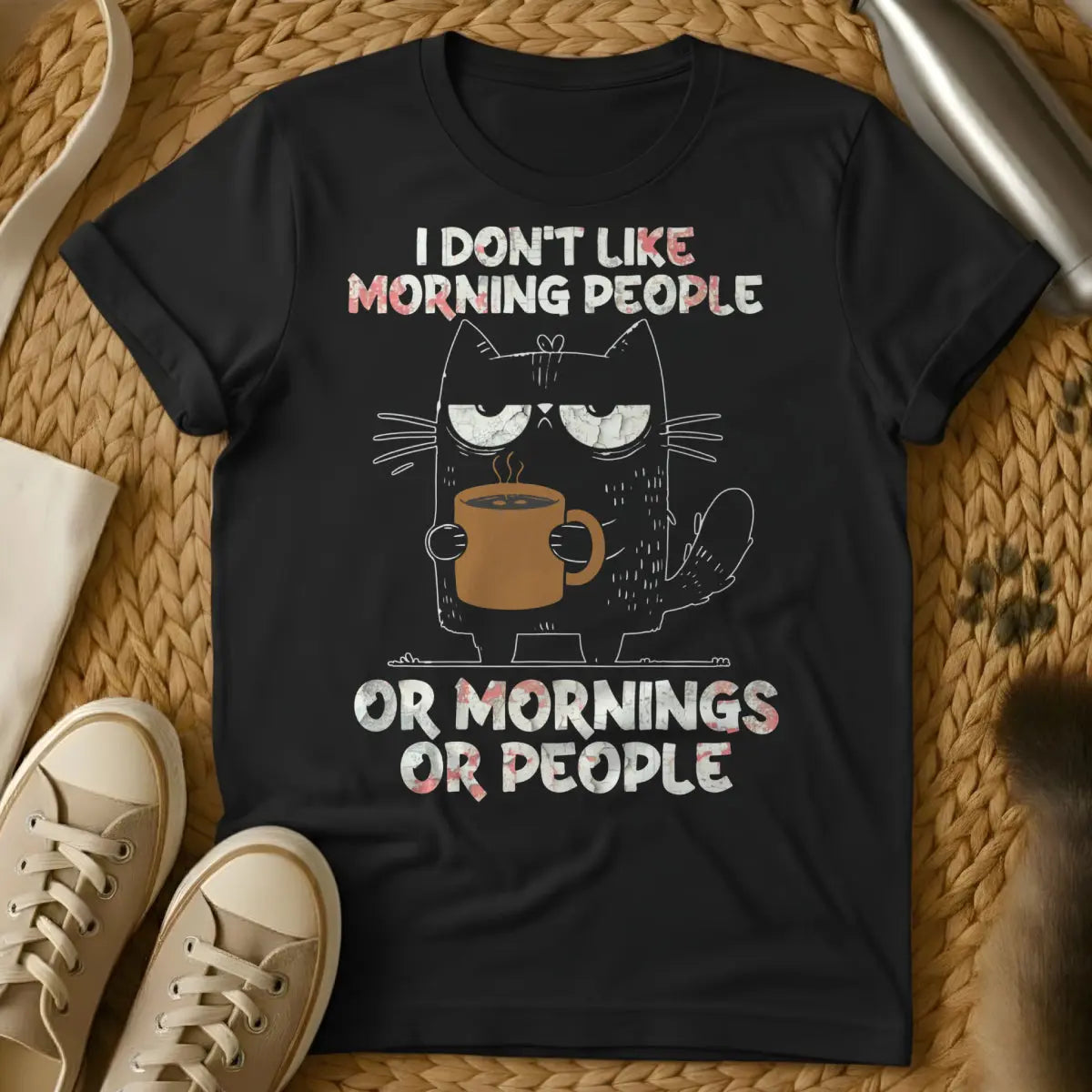 I Hate Morning People Cat Tee - Black Cat T-Shirt