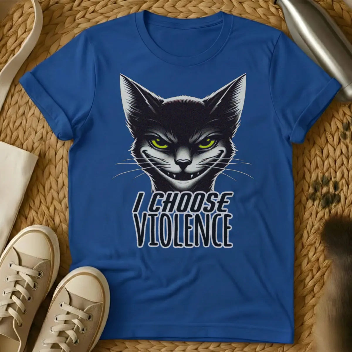 I Choose Violence Cat Shirt - Blue Cat T-Shirt