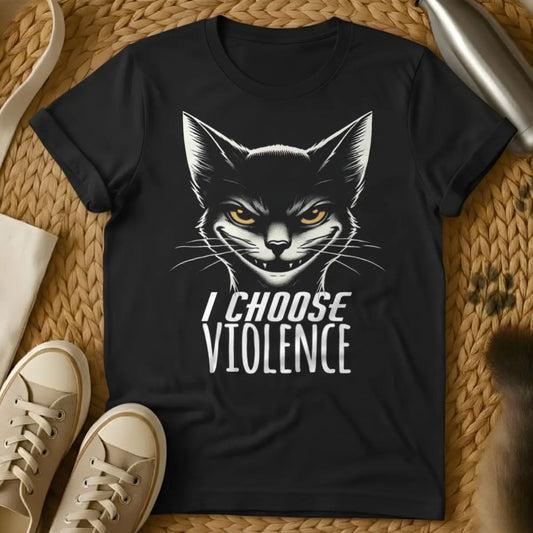 I Choose Violence Cat Shirt - Black Cat T-Shirt