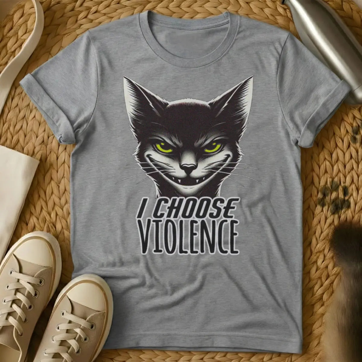 I Choose Violence Cat Shirt - Gray Cat T-Shirt
