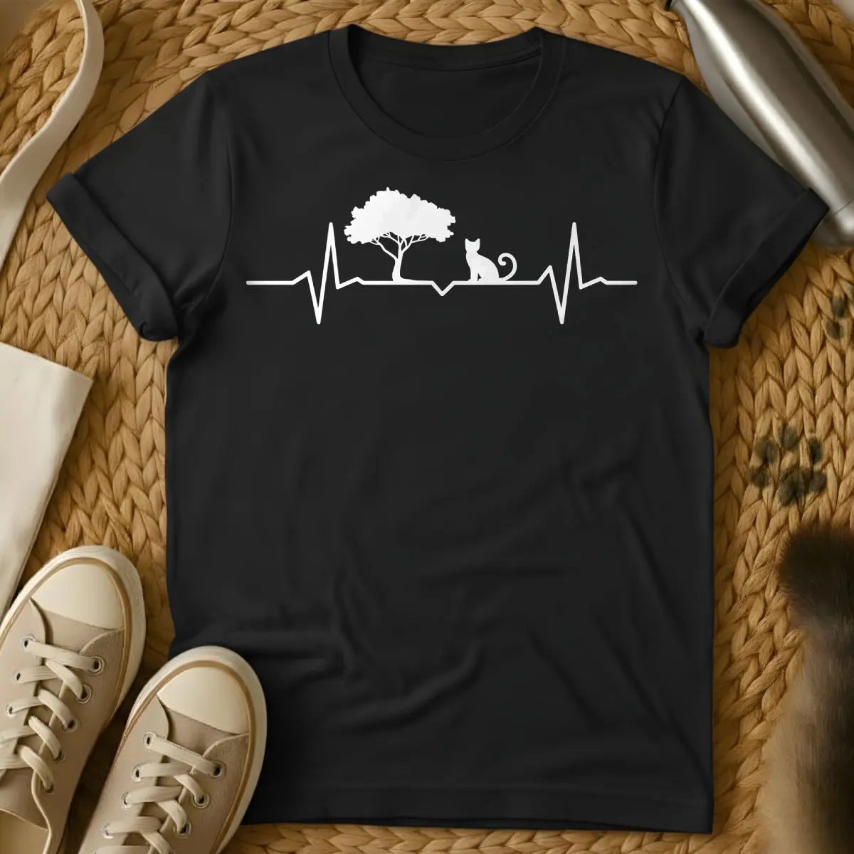 Bonsai Cat Shirt - Black T-Shirt - bonsai cat humor, cat owner problems, japanese aesthetic parody