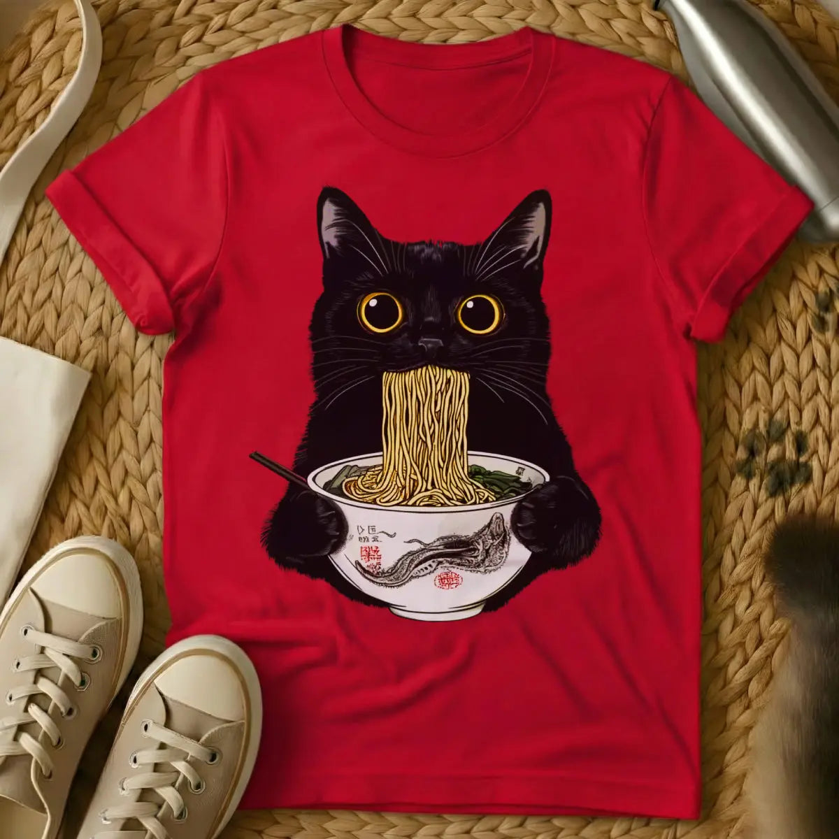 Ramen Cat Shirt - Red Cat T-Shirt