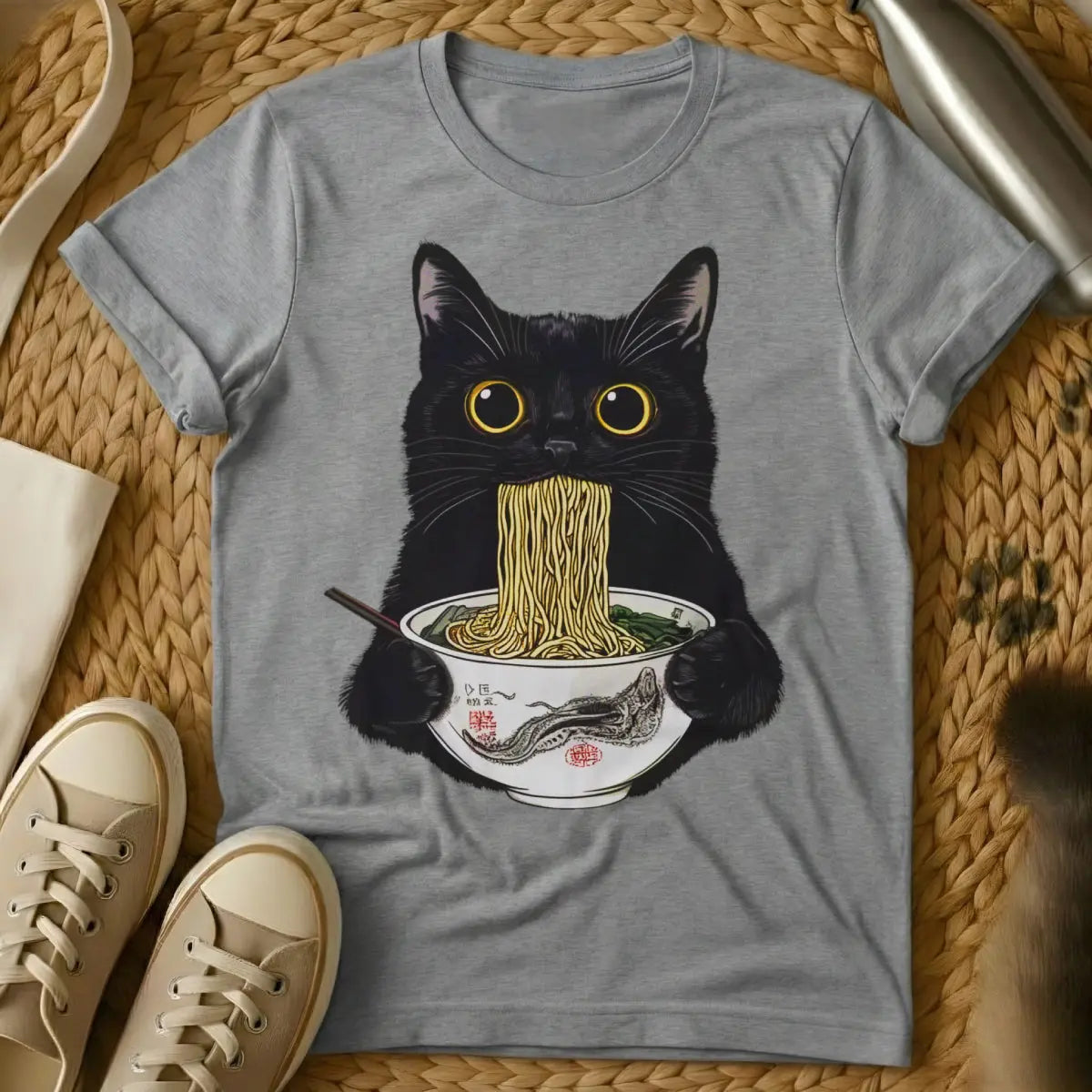 Ramen Cat Shirt - Gray Cat T-Shirt