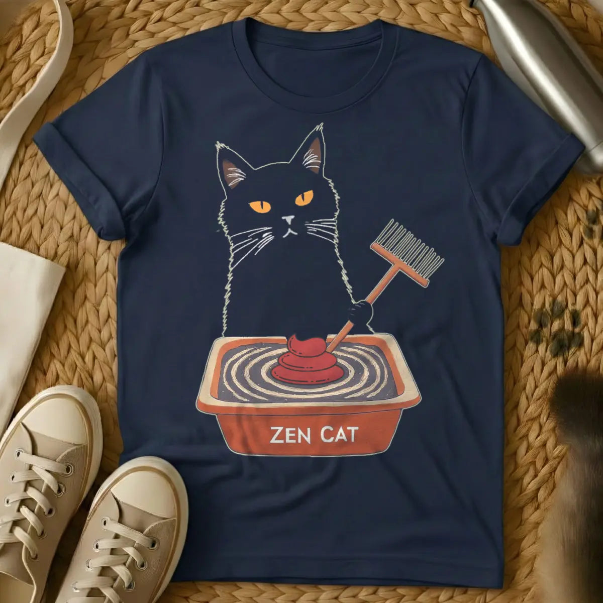 Zen Cat Shirt - Navy Cat T-Shirt