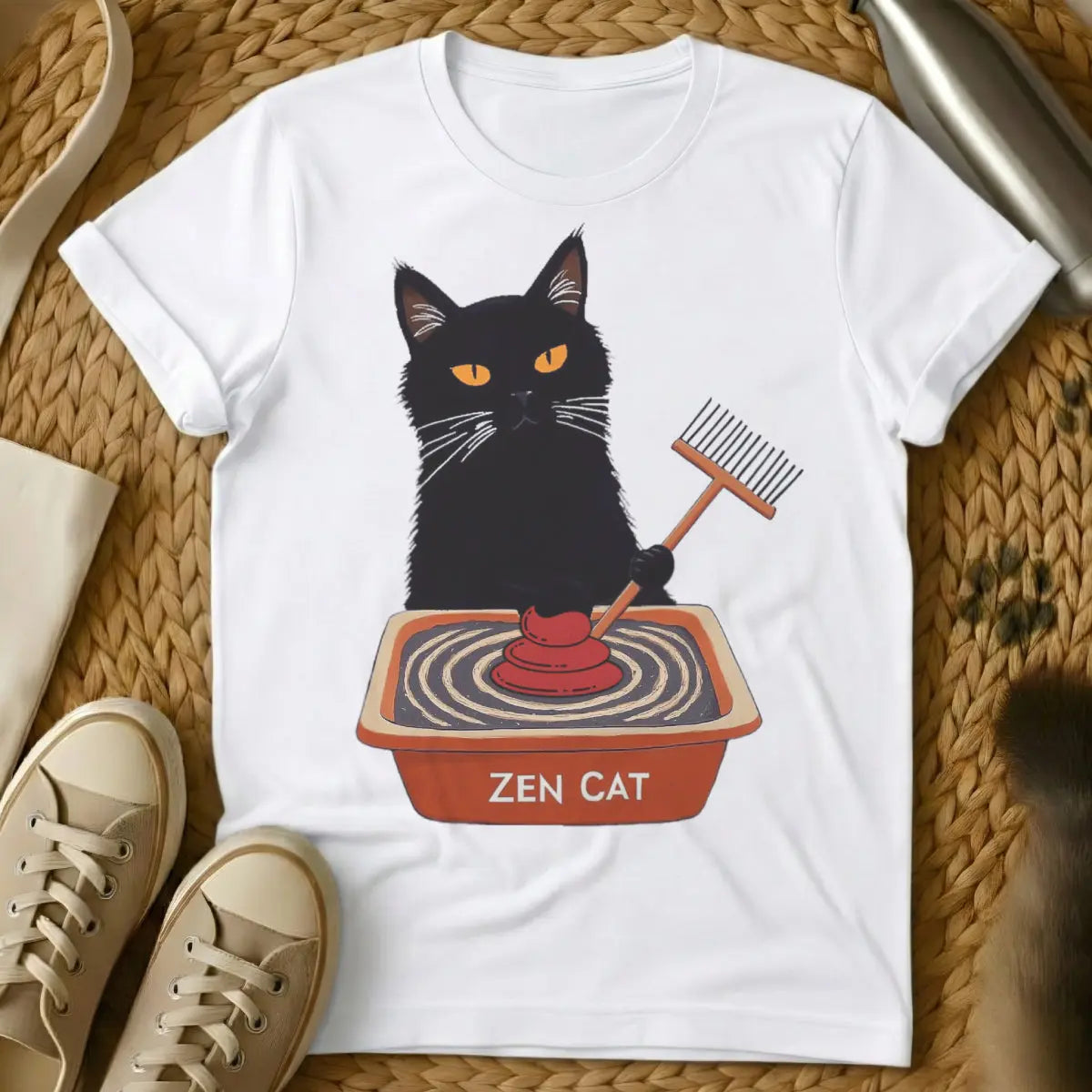 Zen Cat Shirt - White Cat T-Shirt